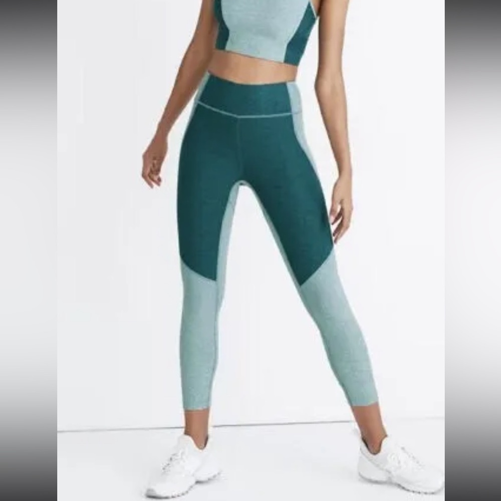 Outdoor Voices x Madewell Two Tone Panel Leggings Blue Green 3/4 Medium